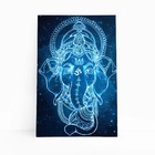 Ganesha Deus Hindu Azul Neon Universo Quadro Canvas 140x90cm