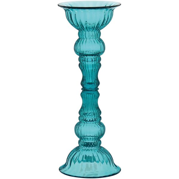 Garber Castiçal Suporte Para Vela 43.8x17x17cm Vidro Azul