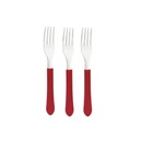 Garfo De Mesa Inox Cabo Vermelho C/3