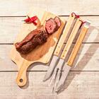 Garfo Para Churrasco Aço Inox Com Cabo De Bambu