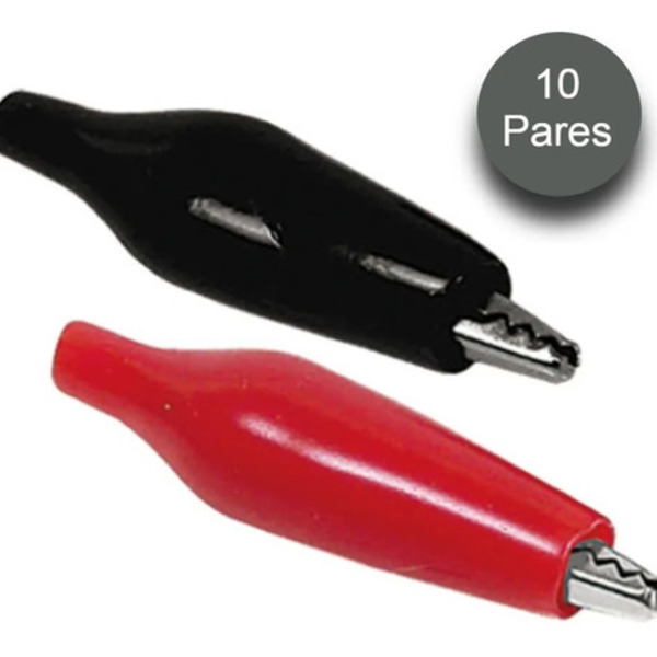 Garra Jacaré 35mm Isolado Preta E Vermelha 10 Pares
