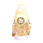 Garrafa 520ml Amarela Infantil Com Coelhinho Alça Canudo Anti