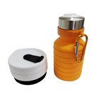 Garrafa 550ml E Copo C/ Tampa 450ml Silicone Retrátil - Preto