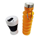 Garrafa 550ml E Copo C/ Tampa 450ml Silicone Retrátil - Preto