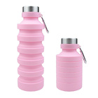 Garrafa 550ml E Copo C/ Tampa 450ml Silicone Retrátil - Rosa