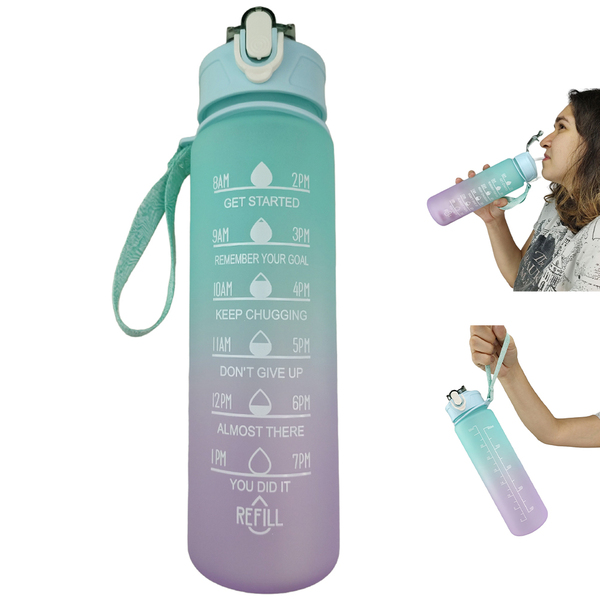 Garrafa Com Horario Frase Motivacional 900ml  Academia Treino