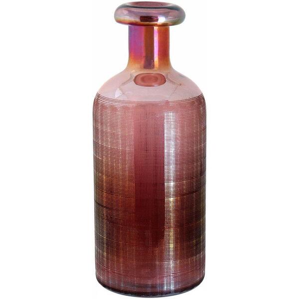 Garrafa Decorativa Benji Vidro Rosa Lustrado P/ Sala Quarto