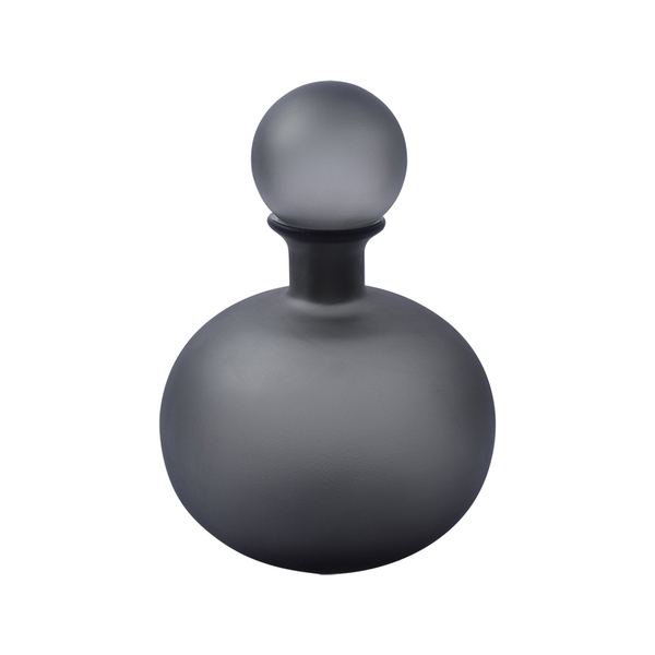 Garrafa Decorativa De Vidro Fosca Cinza