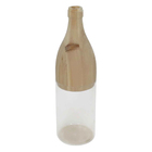 Garrafa Decorativa Porta Rolha De Vidro E Madeira 34cm Fm0170