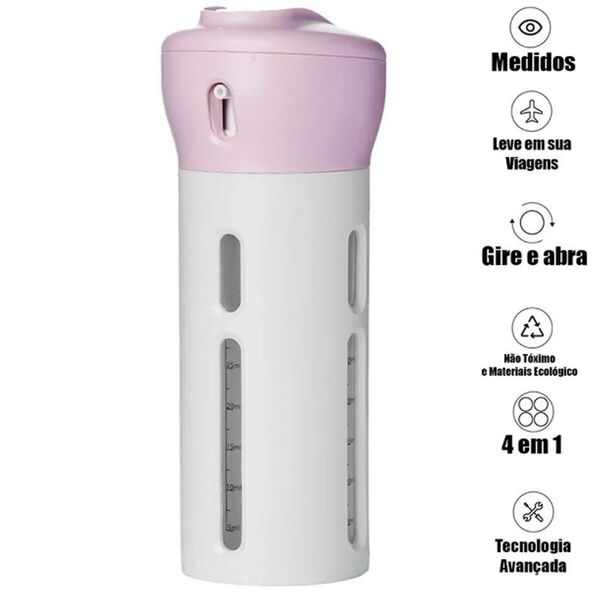Garrafa Dispense Portátil 4 Em 1 Alcool Gel Shampoo Cremes Ro