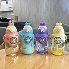 Garrafa Infantil Amarela Coelho 520ml Com Alça Canudo Anti Va