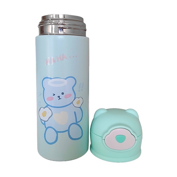 Garrafa Infantil Térmica 420ml De Ursinho Verde Ideal Para Be