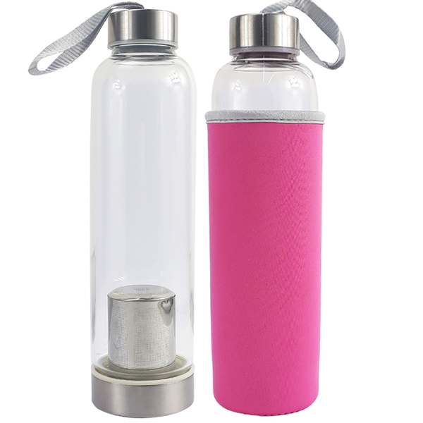 Garrafa Infusora Vidro Portátil Suco Detox Chá Capacidade 550