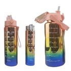 Garrafa Motivacional Metalica Kit 3 Uni Com Medidor 2 Litros