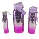 Garrafa Motivacional Metalica Kit 3 Uni Squeeze Medidor 2 Lit