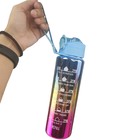 Garrafa Motivacional Metalica Squeeze Agua Medidor Kit 3 Uni