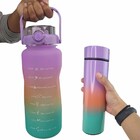 Garrafa Motivacional Squeeze Termica Kit 2 Uni Sensor Led Vis