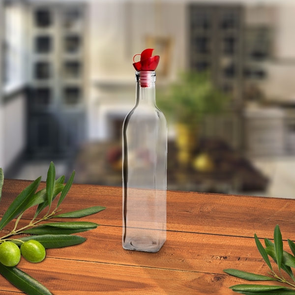Garrafa P/azeite De Vidro Transparente C/tampa Plástico Verme