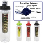 Garrafa Squeeze De Plástico Com Tubo Infusor Tampa Com Trava