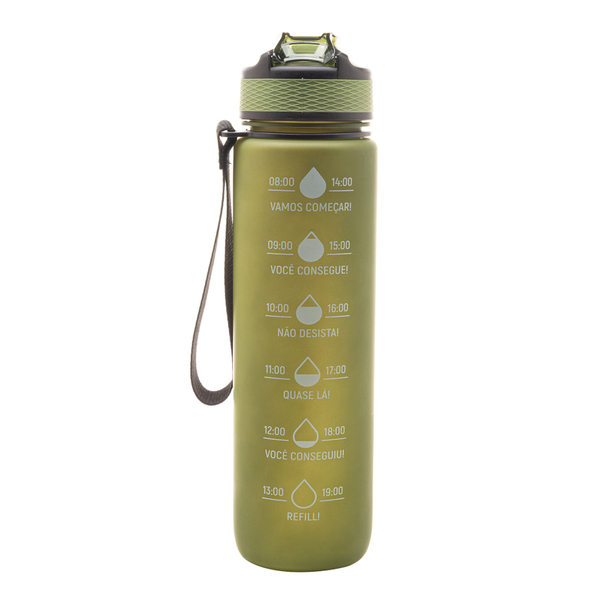 Garrafa Squeeze Em Policarbonato Verde Com Marcadores 1l 4673