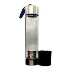 Garrafa Squeeze Vidro - Infusor Inox - Capa Preta - 400ml