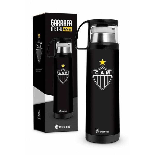 Garrafa Térmica 475ml Com Caneca - Atlético Mineiro Oficial G