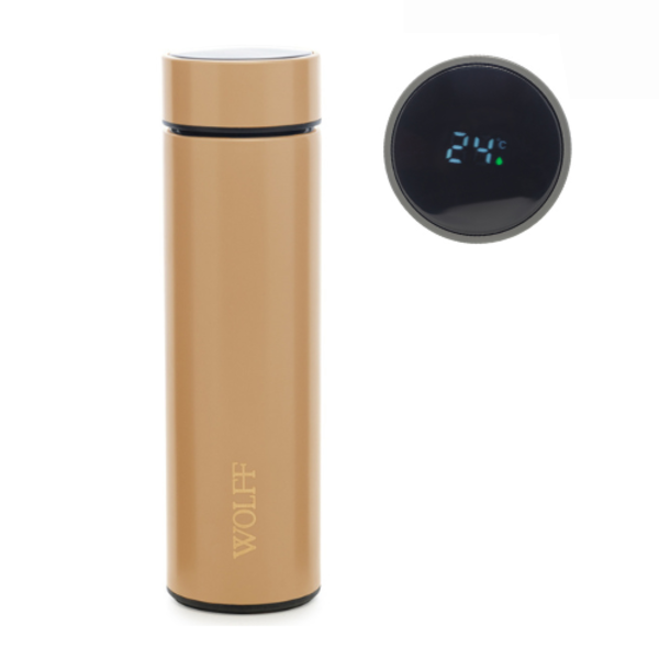 Garrafa Térmica Aço Inox C/termômetro Em Led Nude 500ml Rojem