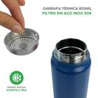 Garrafa Térmica Azul 800ml Água Quente/frio Inox Com Alça