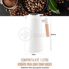 Garrafa Térmica De 1l Branco Com Display Led E Cabo De Madeir