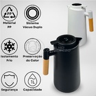 Garrafa Térmica De 1l Preta Com Display Led E Cabo De Madeira