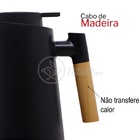 Garrafa Térmica De 1l Preta Com Display Led E Cabo De Madeira