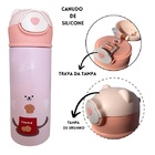 Garrafa Térmica De Ursinho Rosa Infantil 420ml Com Trava De T