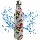 Garrafa Termica Estampa Flores 750 Ml Inox Resistente Agua Ch