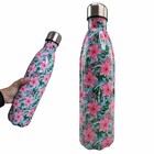 Garrafa Termica Estampada Flores 750 Ml Inox Squeeze Treino A
