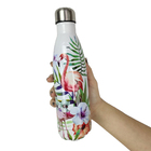 Garrafa Termica Estampada Flores Flamingo Inox 500ml Dia A Di