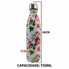 Garrafa Termica Flores Estampada Floral Inox 750 Ml Academia