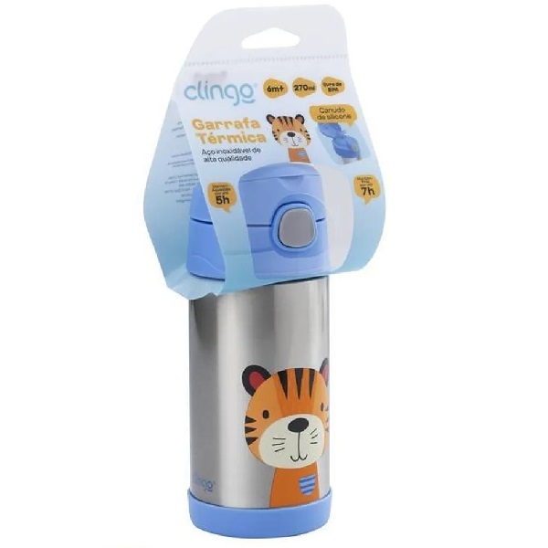 Garrafa Termica Infantil Aço Inox Clingo - Tigre