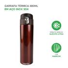 Garrafa Térmica Marrom 480ml Água Suco Café Aço Inox