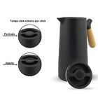 Garrafa Térmica Para Café 1 Litro Cabo De Madeira Com Tampa D