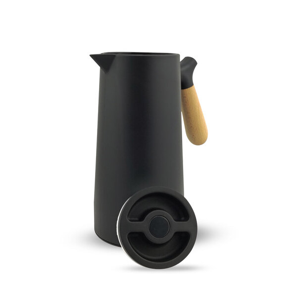 Garrafa Térmica Para Café 1 Litro Cabo De Madeira Com Tampa D