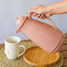 Garrafa Térmica Para Café Chá Estilo Relevo Bambu 1l Rosa