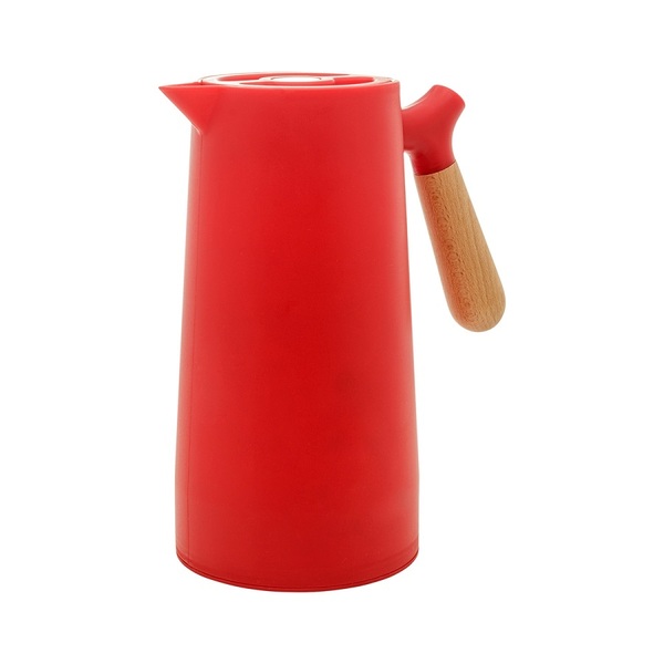 Garrafa Térmica Plástica C/Cabo de Madeira Nórdica Vermelha 1