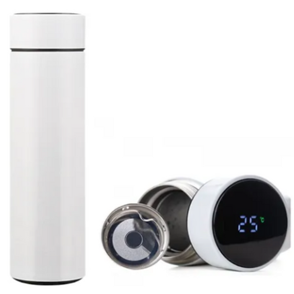 Garrafa Térmica Portátil 500ml Termômetro Aço Inox Tampa Touc