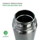 Garrafa Térmica Prata 800ml Água Quente/frio Inox Com Alça