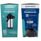 Garrafa Termica Pressão Inox Soprano Excelence 4 Lt