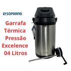 Garrafa Termica Pressão Inox Soprano Excelence 4 Lt