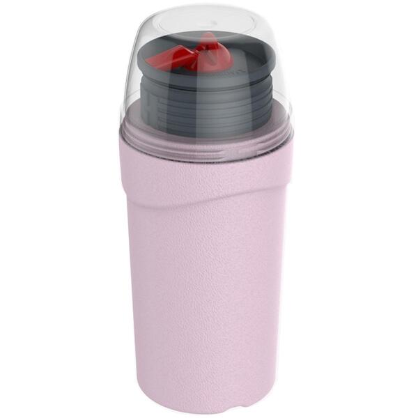 Garrafa Térmica Rosa Com Bico Giratório E Tampa Transparente
