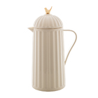 Garrafa Térmica Super Luxo 1l Branca Detalhe Pássaro Dourado