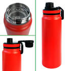 Garrafa Térmica Vermelha 800ml Água Quente/frio Inox C/ Alça