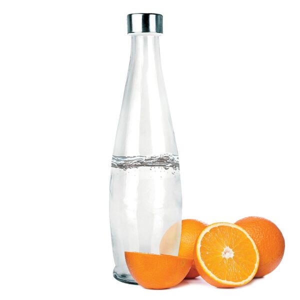 Garrafa Transparente Com Tampa Inox Acqua 1litro Linha Vidro